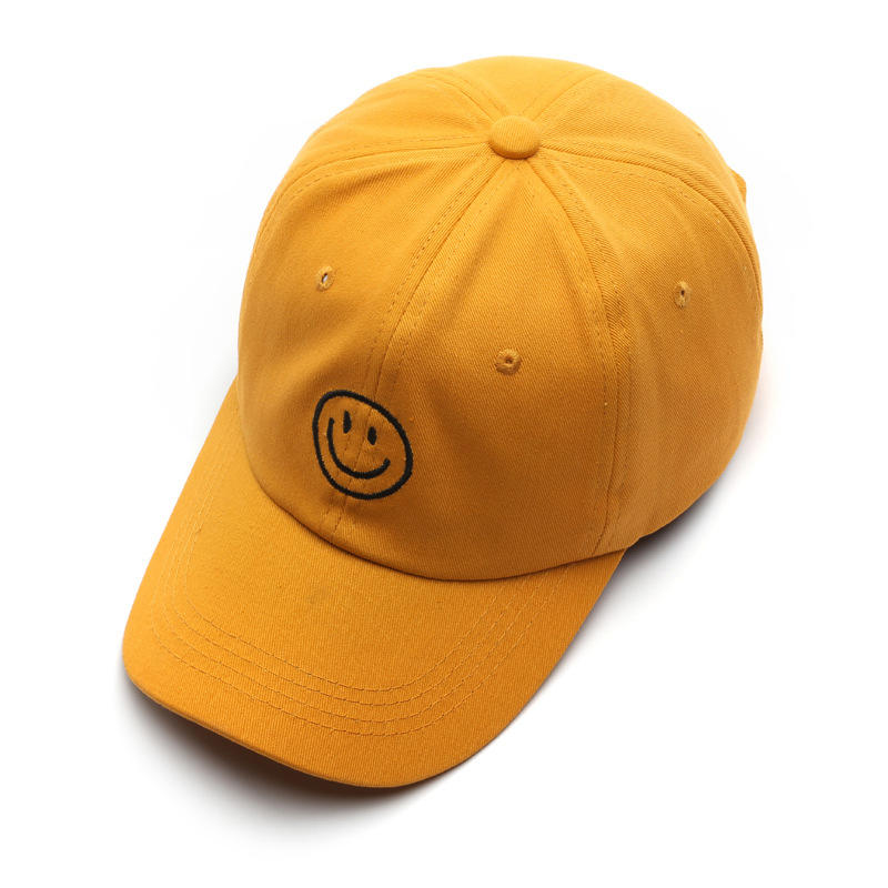 Smiley Face Yellow Dad Hat, Curved Brim, Adjustable Strap, Cotton Baseball Cap for Men & Women Golf, Gym, Hike, Surf