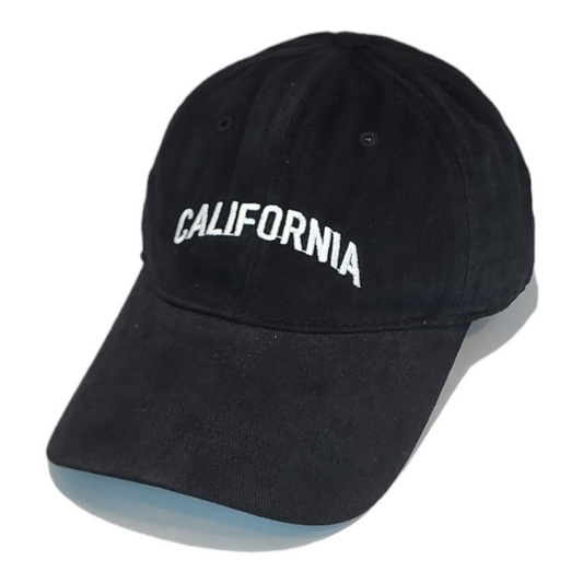 California Dad Hat, Curved Brim, Adjustable Strap, Black Cotton Baseball Cap for Men & Women Golf, Gym, Hike, Surf