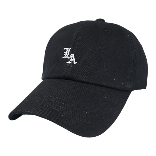 LA Los Angeles Dad Hat, Curved Brim, Adjustable Strap, Black Cotton Baseball Cap for Men & Women Golf, Gym, Hike, Surf