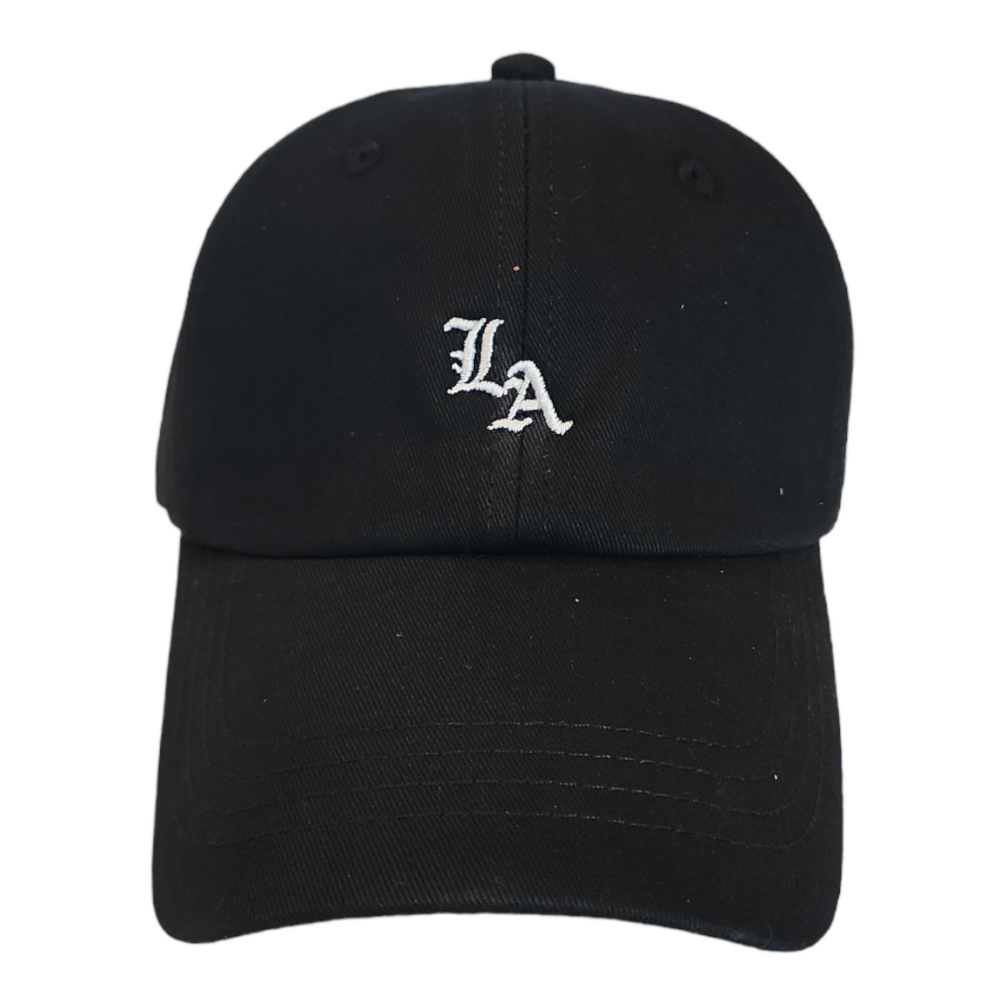 LA Los Angeles Dad Hat, Curved Brim, Adjustable Strap, Black Cotton Baseball Cap for Men & Women Golf, Gym, Hike, Surf