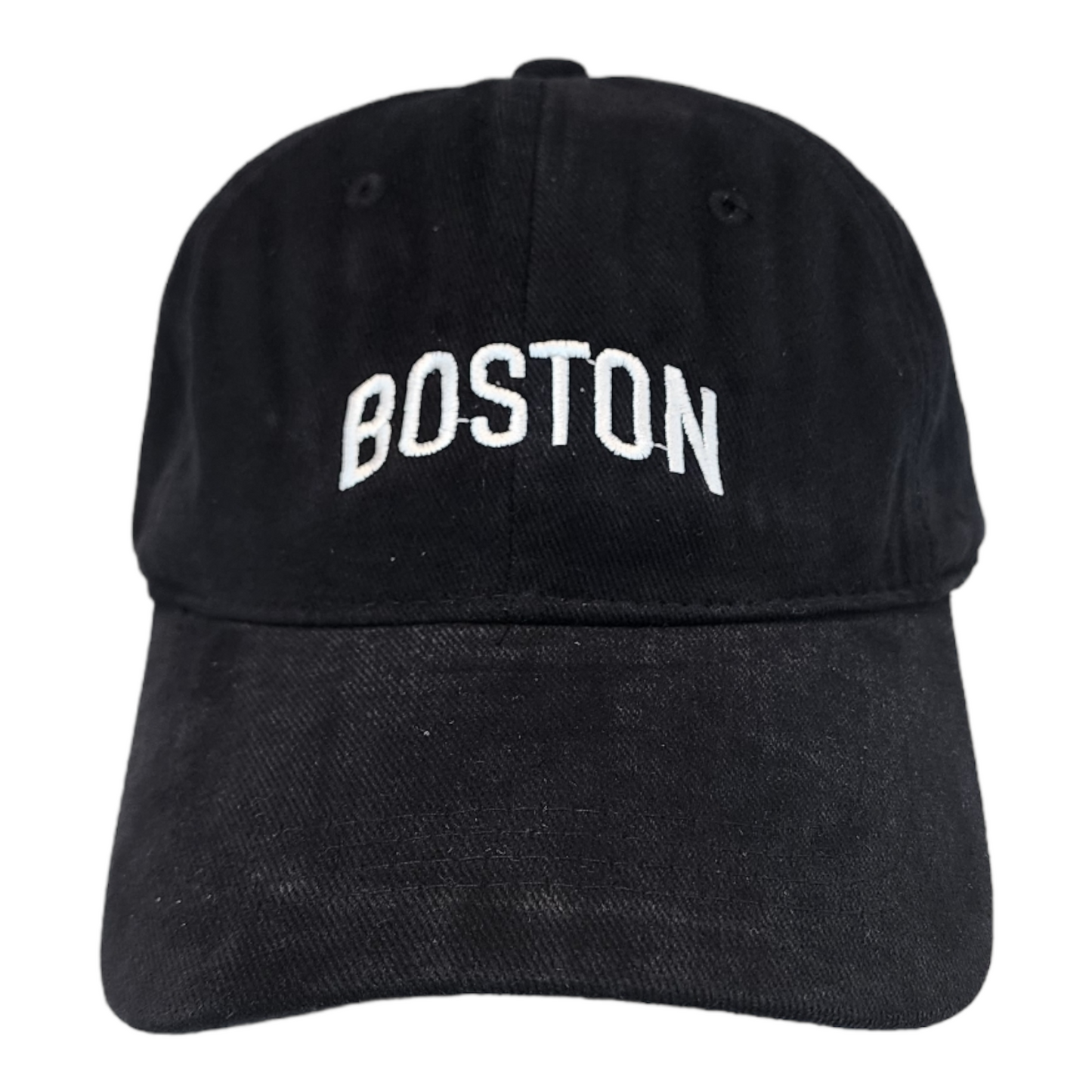 Boston Dad Hat, Curved Brim, Adjustable Strap, Black Cotton Baseball Cap for Men & Women Golf, Gym, Hike, Surf