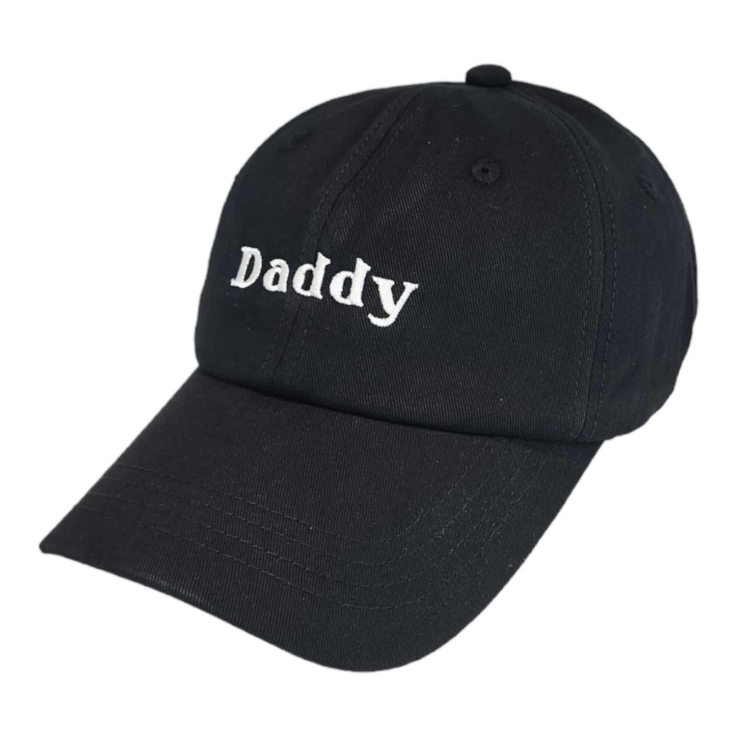 "Daddy" Dad Hat, Curved Brim, Adjustable Strap, Black Cotton Baseball Cap for Men & Women Golf, Gym, Hike, Surf