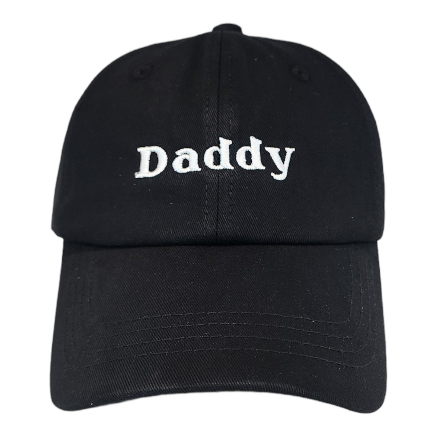 "Daddy" Dad Hat, Curved Brim, Adjustable Strap, Black Cotton Baseball Cap for Men & Women Golf, Gym, Hike, Surf