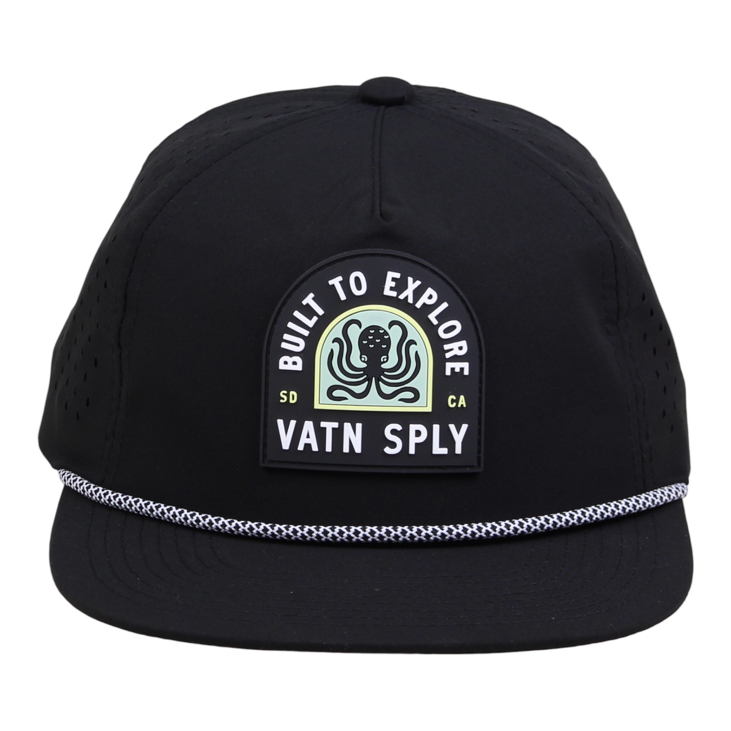 VATN Rope Hat Unstructured Flat Brim Water Resistant Snap Back Hat - Octo